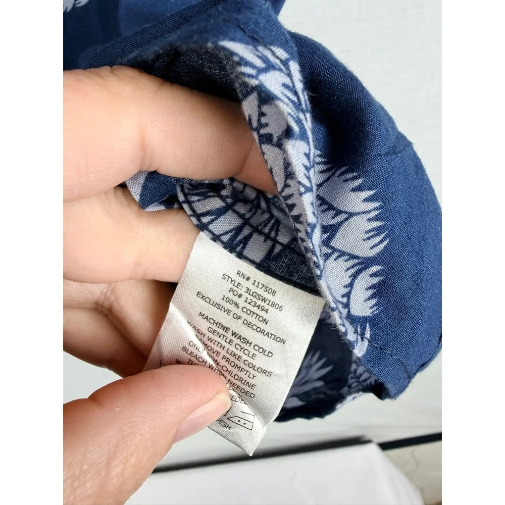Levis Mens Pineapple Print Button Up Shirt Navy Blue Short Sleeve Cotton‎ Large